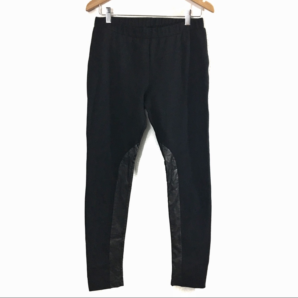 Drew Leather Trim Leggings Ponte Knit Black